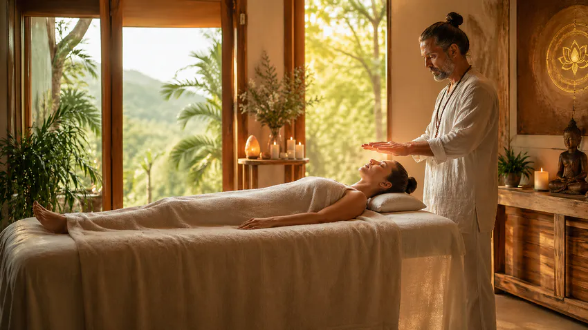 Séance de Reiki : apposition douce des mains